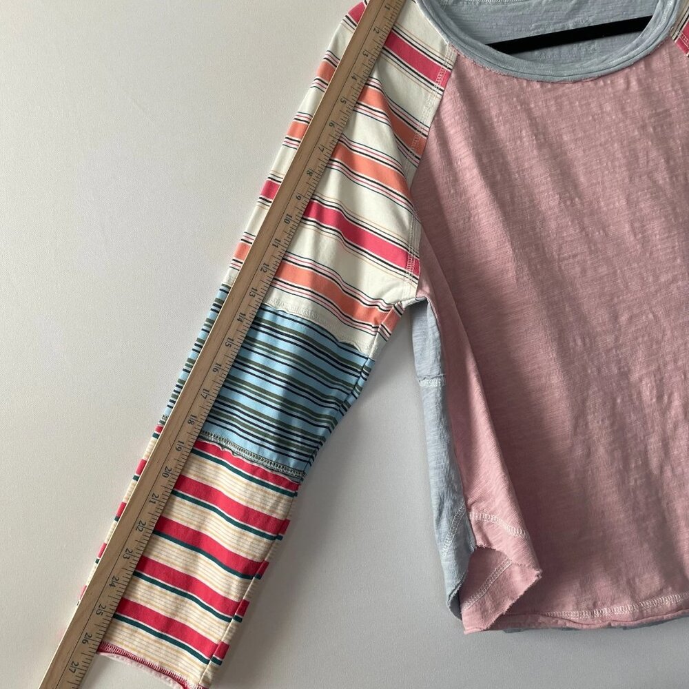 Unbranded Womens Multicolor Striped Loose Fit Raglan Long Sleeve T-Shirt Size XL - Picture 6 of 7
